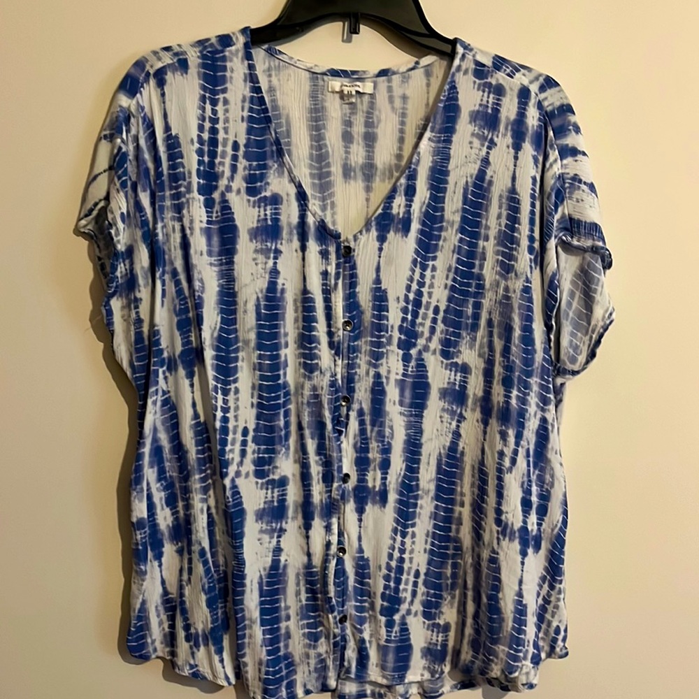 Blue Sky Tie Dye Blouse, Size Large, Maurice’s Brand